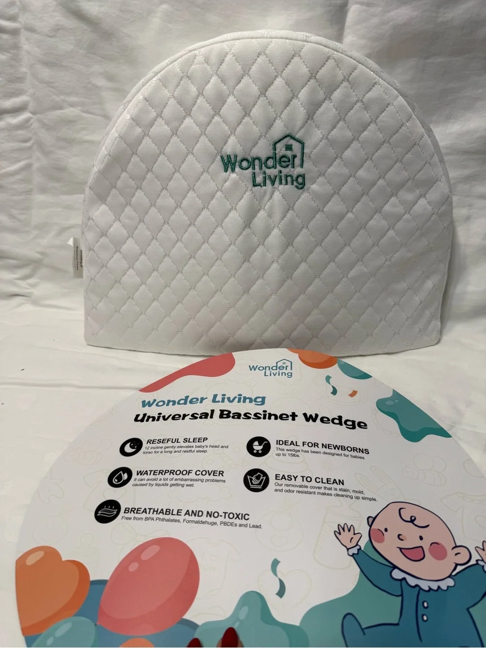 White Quilted Bassinet Wedge Cover